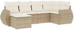 vidaXL 6-Tlg Garten-Sofagarnitur mit Kissen Beige Poly Rattan 3221657