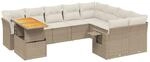 vidaXL 10-tlg Garten-Sofagarnitur mit Kissen Beige Poly Rattan Modell 189