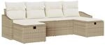 vidaXL Garten-Sofa-Set mit Kissen 6-Tlg Beige Poly Rattan 3359320