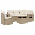 vidaXL 6-Tlg Garten-Sofagarnitur mit Kissen Beige Poly Rattan 3220177