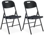 Relaxdays Klappstuhl 2er Set Kunststoff Stahl Schwarz Wetterfest 87 cm x 45 cm x 52,5