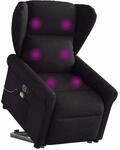 vidaXL Massagesessel mit Aufstehhilfe Schwarz Stoff 3303386