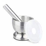 Relaxdays M&ouml;rser mit St&ouml;&szlig;el Edelstahl Silber Rutschfest 9 cm x 10 cm 620 g
