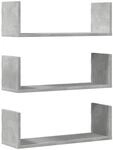 vidaXL Wandregale 3 Stk Betongrau 58x18x18 cm Holzwerkstoff 853284