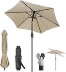 Sekey Sonnenschirm 220 cm Sonnenschirm mit Kurbel und Auto Kippen Knickbar im Sitzen