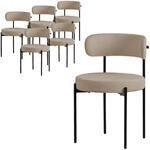 ML-Design Esszimmerst&uuml;hle 6Er Set K&uuml;chenstuhl aus Teddystoff Braun