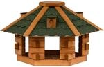Dobar Vogelhaus Blockhaus Sechseckig mit Bitumendach Gr&uuml;n 43 x 37 x 24 cm FSC&reg;