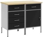 vidaXL Werkbank mit Schubladen 2-Tlg Schwarz und Grau 75 x 45 x 85 cm 3321364