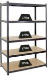 PROREGAL Schwerlastregal Taurus HxBxT 180 x 120 x 60 cm Fachlast 175 kg Schwarz