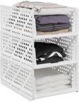 Relaxdays Schrank Organizer Kunststoff Wei&szlig; Stapelbar 3er Set 18 x 33,5 x 43,5 cm