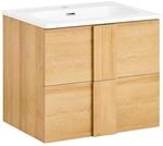SoBuy Waschbeckenunterschrank mit Waschbecken und 2 Schubladen Natur BZR172-N