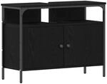 vidaXL Waschbeckenschrank mit T&uuml;r Schwarz Eichen-Optik 80 x 30 x 60 cm 862237