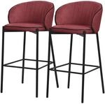 ML-Design Barhocker 2Er Set Rot 76 cm Hoch mit Stoffbezug