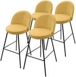 ML-Design Barhocker 4Er Set Senf 75 cm Hoch mit Stoffbezug