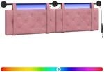 vidaXL H&auml;ngendes Kopfteil Mit LED Licht Rosa Samt 3424222