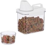 Relaxdays Futter Aufbewahrungsbox Kunststoff Transparent Wei&szlig; Luftdicht 1,1 Liter 18
