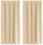 vidaXL Verdunkelungs-Vorh&auml;nge mit Ringen Creme Polyester 4107484