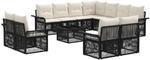 vidaXL Gartensofa-Set 12-Tlg Schwarz und Cremewei&szlig; Poly-Rattan 3435001