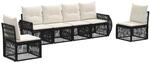 vidaXL Gartensofa-Set 6-Tlg Schwarz und Cremewei&szlig; Poly-Rattan 3435379