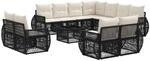 vidaXL Gartensofa-Set 12-Tlg Schwarz und Cremewei&szlig; Poly-Rattan 3435589