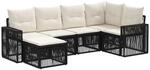 vidaXL Gartensofa-Set 6-Tlg Schwarz und Cremewei&szlig; Poly-Rattan 3435190