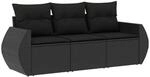 vidaXL 3-tlg Garten-Sofagarnitur mit Kissen Schwarz Poly Rattan Modell 7