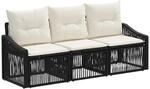 vidaXL Gartensofa-Set 3-Tlg Schwarz Poly-Rattan 3435922