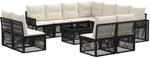 vidaXL Gartensofa-Set 12-Tlg Schwarz und Cremewei&szlig; Poly-Rattan 3435160