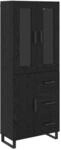 vidaXL Highboard 2-Tlg Schwarz Eichen-Optik Engineered Wood und Glas 3416134