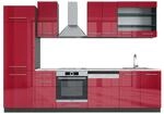 Vicco Fame-Line K&uuml;chenzeile Bordeaux Hochglanz/Anthrazit 300 cm AP Marmor ohne