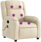 vidaXL Massage-Relaxsessel Cremefarbener Stoff 3206209