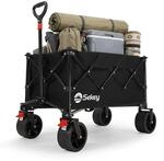 Sekey Campingwagen Faltbar Bollerwagen mit Breiten Reifen 150KG 135L Schwarz