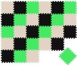 LittleTom Baby & Kinder Puzzlematte 30 x 30 cm 27 Teile Schwarz Beige Hellgr&uuml;n
