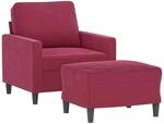 vidaXL Sessel mit Hocker Weinrot 60 cm Samt 3201049