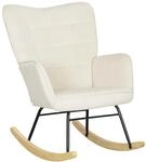 HOMCOM Schaukelstuhl Samt 100% Polyester Buchenholz Stahl Schaumstoff Beige