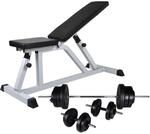 vidaXL Hantelbank mit Langhantel und Kurzhantel Set 60,5 kg 275346