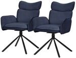 ML-Design Esszimmerst&uuml;hle Drehbar 2Er Set Dunkelblau mit Stoffbezug