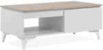 Furn.Design Couchtisch Wei&szlig; und Sandstein 100 cm Modern Visby