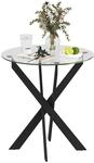 HOMCOM Esstisch f&uuml;r 4 Personen Hartglas Stahl Schwarz &Oslash;70 x 75H cm