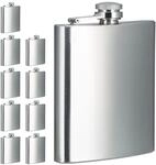 Relaxdays Flachmann 10er Set Edelstahl Silber Geschmacksneutral 12,5 cm x 9,5 cm x 2