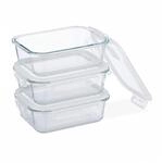 Relaxdays Glasbeh&auml;lter mit Deckel Glas Transparent Luftdicht 3 x 1040 ml