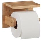 Relaxdays Toilettenpapierhalter Bambus Natur mit Ablage 12 cm x 16 cm x 10 cm