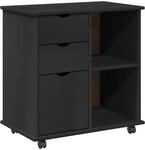 vidaXL Rollschrank Schwarz 63,5 x 39 x 65,5 cm Massivholz Kiefer 42028383