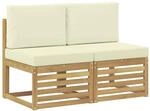 vidaXL 2 St&uuml;ck Outdoor Mittelsofa Massivholz Akazie Wei&szlig; 901499