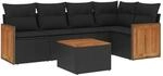 vidaXL 6-Tlg Garten-Sofagarnitur mit Kissen Schwarz Poly Rattan 3227630