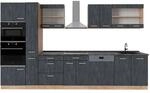 Vicco R-Line Komplettk&uuml;che Schwarz Beton/Goldkraft Eiche 350 cm AP Anthrazit...