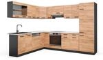 Vicco R-Line Eckk&uuml;che Goldkraft Eiche/Anthrazit 227 x 287 cm AP Marmor ohne