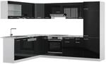 Vicco R-Line Eckk&uuml;che Schwarz Hochglanz 227 x 287 cm AP Marmor ohne E-Ger&auml;te
