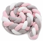 Relaxdays Bettschlange Polyester Grau-Rosa Geflochten 220 cm x &oslash; 12 cm 1 kg