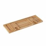 Relaxdays Badewannenablage Bambus Natur mit Tablethalterung und Weinglashalter 73,5